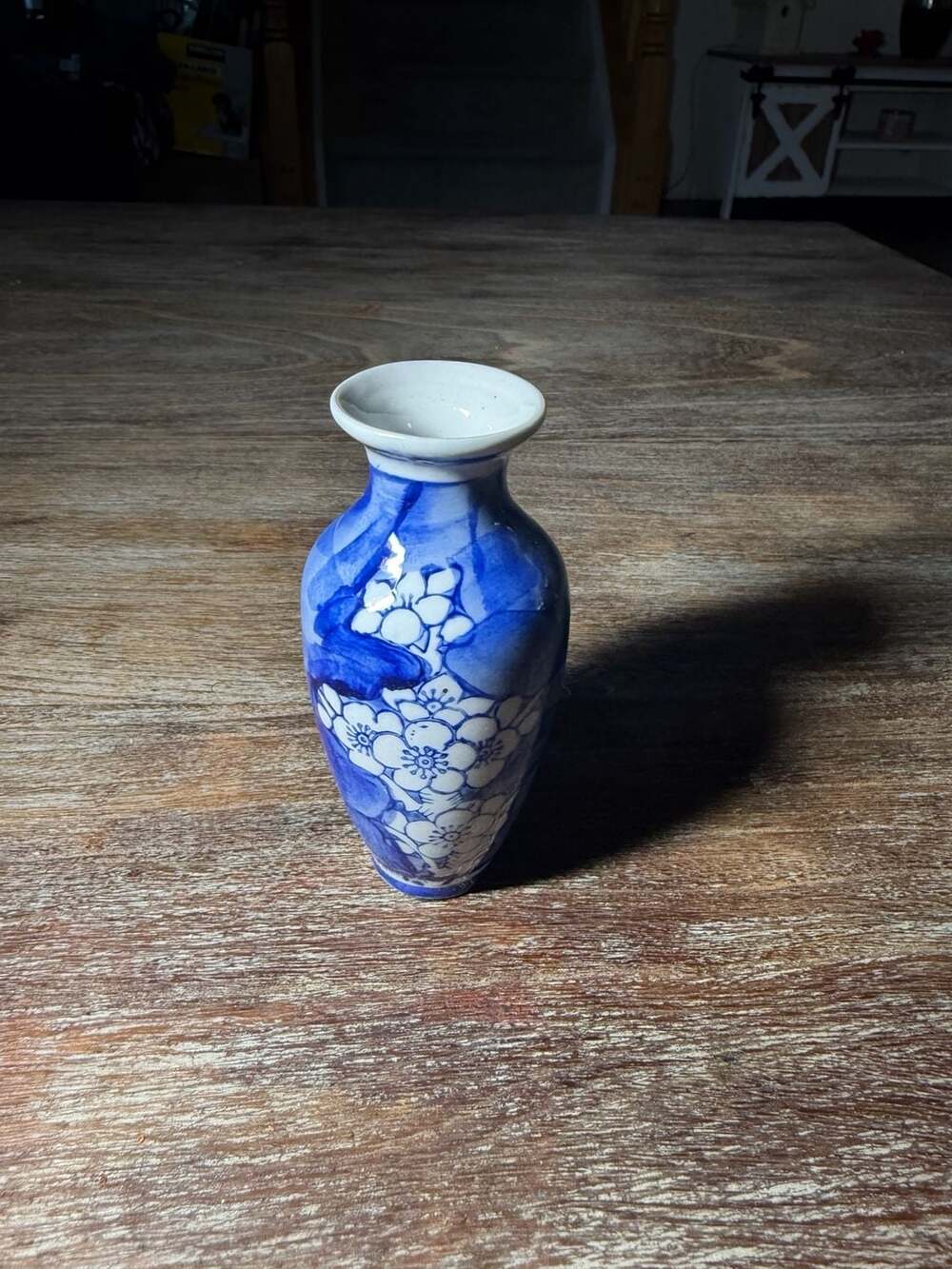 Trio of Cherry Blossom Vases, Chinoserie Style Vases, Miniature Blue